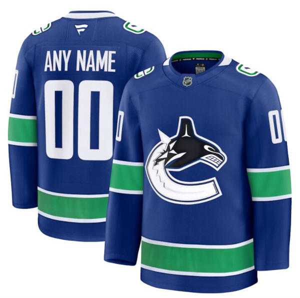Men's Youth Vancouver Canucks Custom Fanatics Home Blue Jersey